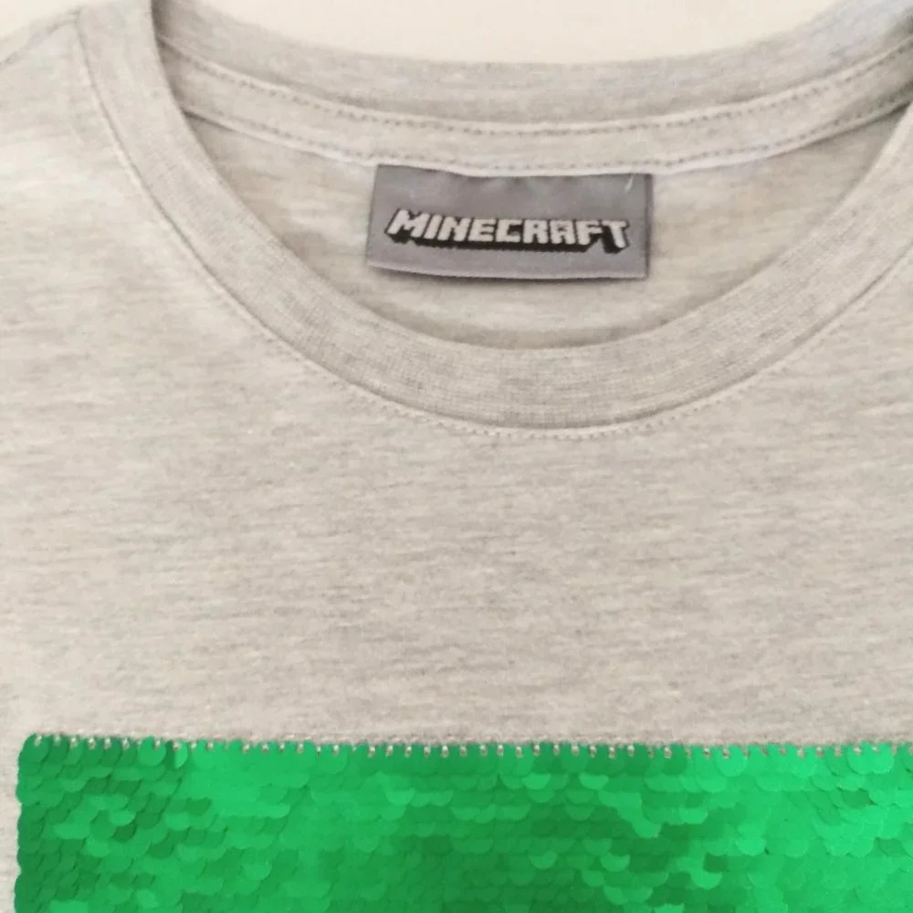 Minecraft creeper two way sequin Tee kids EUC - Picture 2 of 3